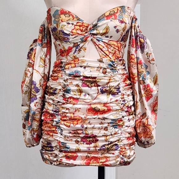 RUNAWAY THE LABEL Fleur Mini Dress Sand Floral - Picture 7 of 15